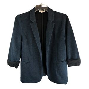 SKIES ARE BLUE Asa Knit Blazer Blue with Black Cuffs Size Extra Large